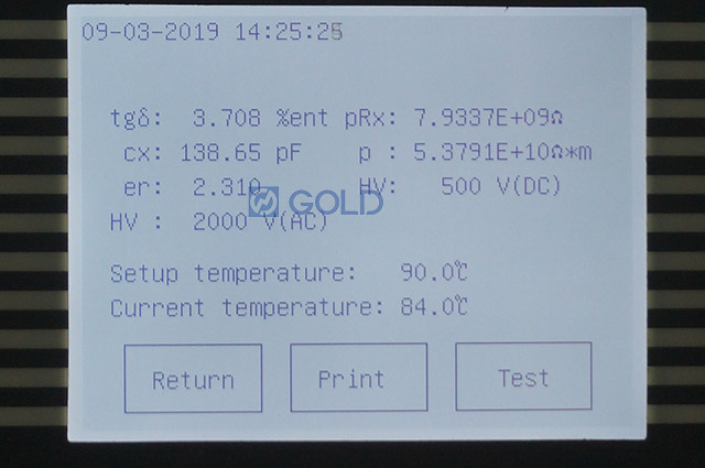 GDGY moja kwa moja kuhami mafuta tan delta resistivity tester